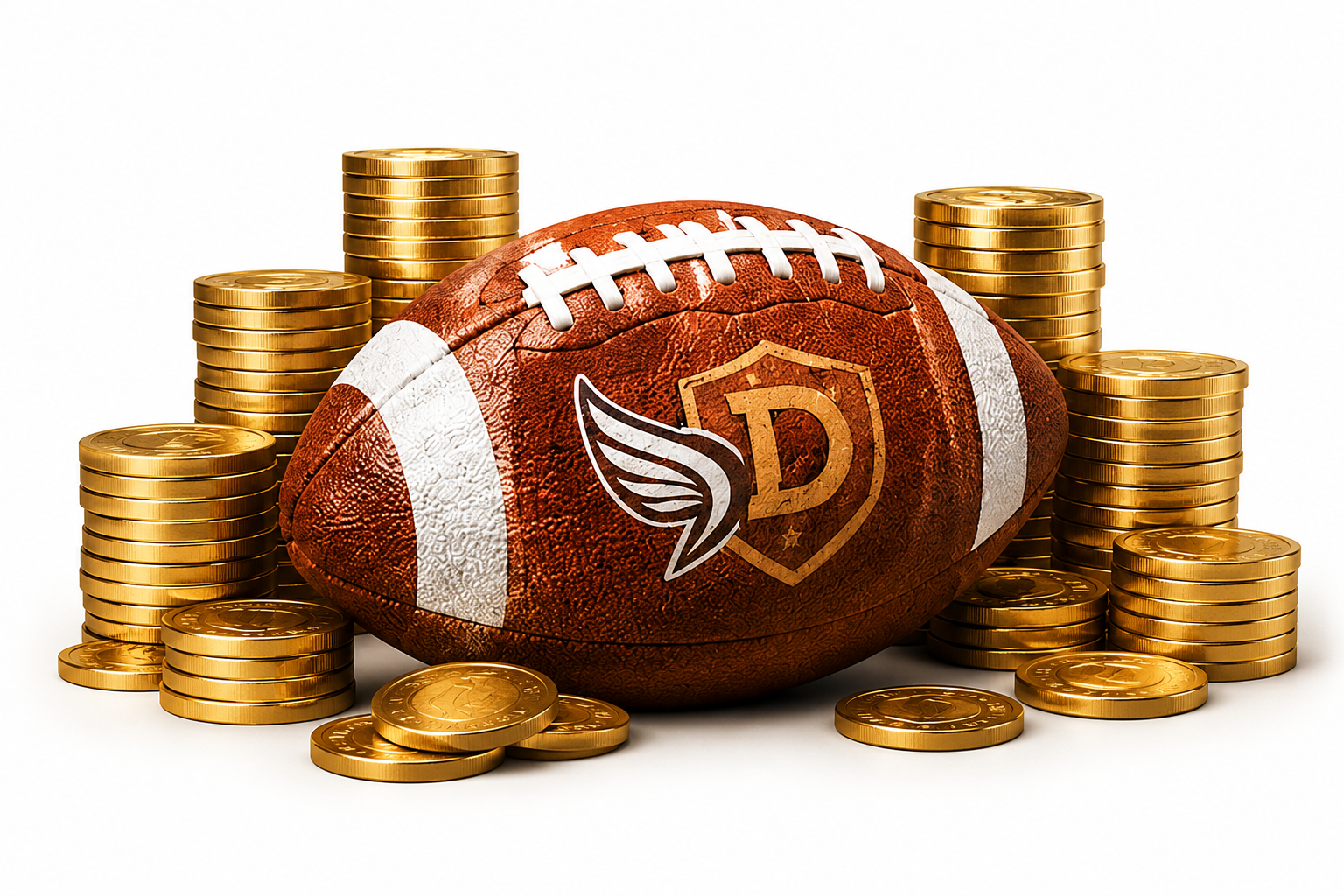 Draftsy football with coins